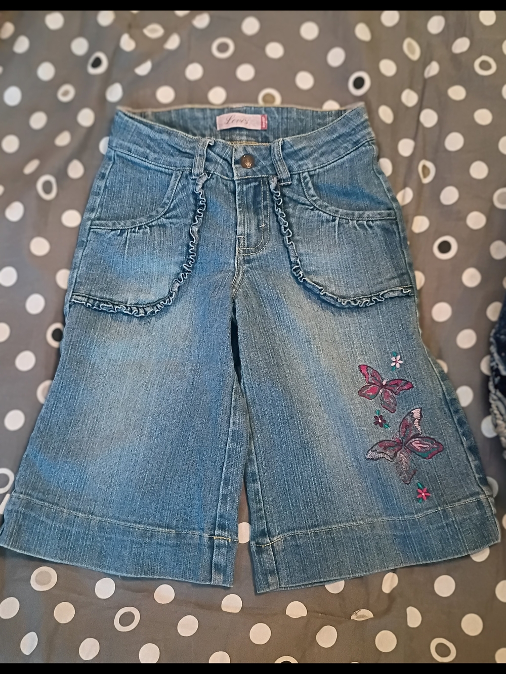 Levi's Blue Denim Girls' Butterfly Embroidered Jeans